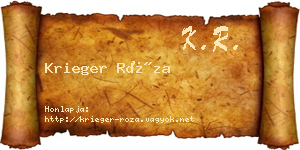 Krieger Róza névjegykártya